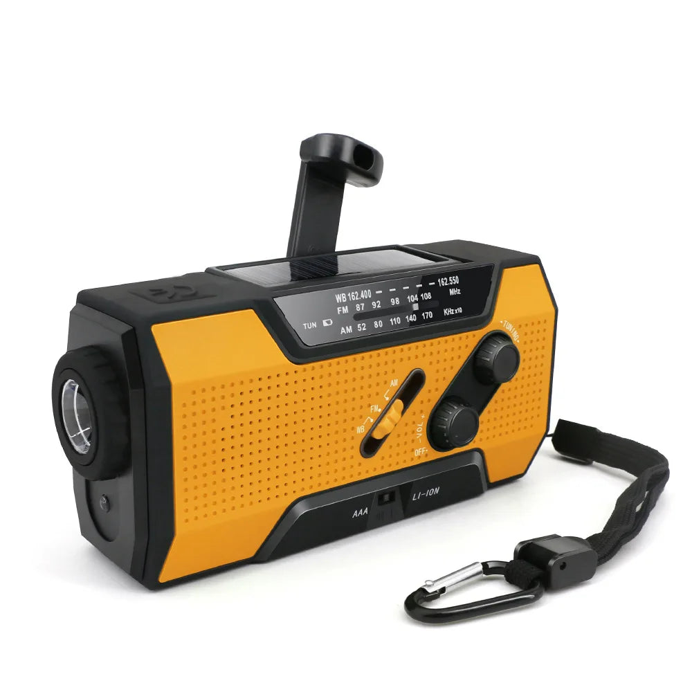 Must-Have Survival Tool! Weather Radio + Power Bank + SOS in 1! Stay Safe Anywhere ā Solar, USB & Crank Powered!
