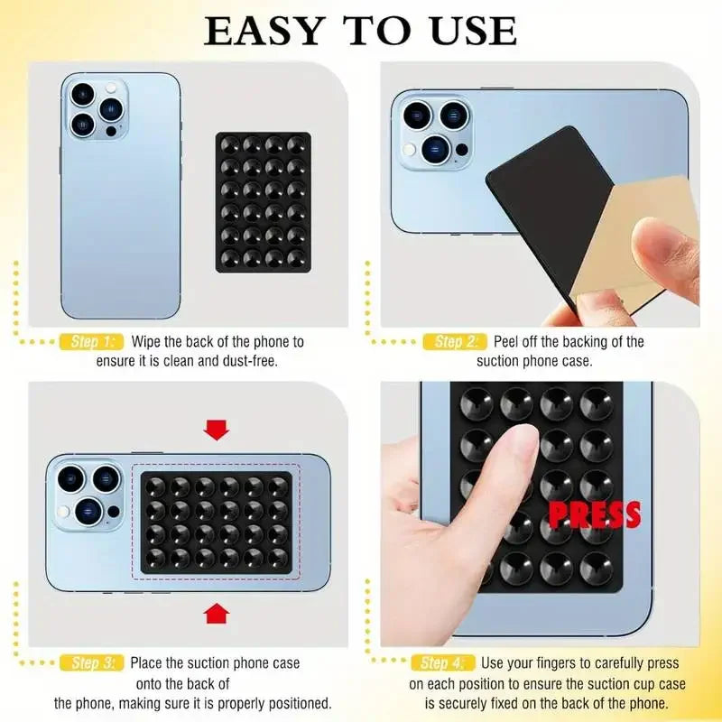 Stick it. Hold it. Stream anywhere.  Suction Phone Mat grips any surface—NO tools, NO slips, just HANDS-FREE ease.